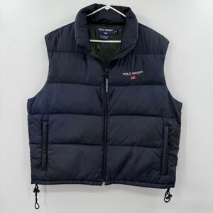 Vintage Polo Sport Ralph Lauren Down Puffer Vest Mens  90s Navy XL